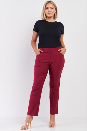 Plus Mid-rise Two Side Leg Zipper Pants - Deals Kiosk