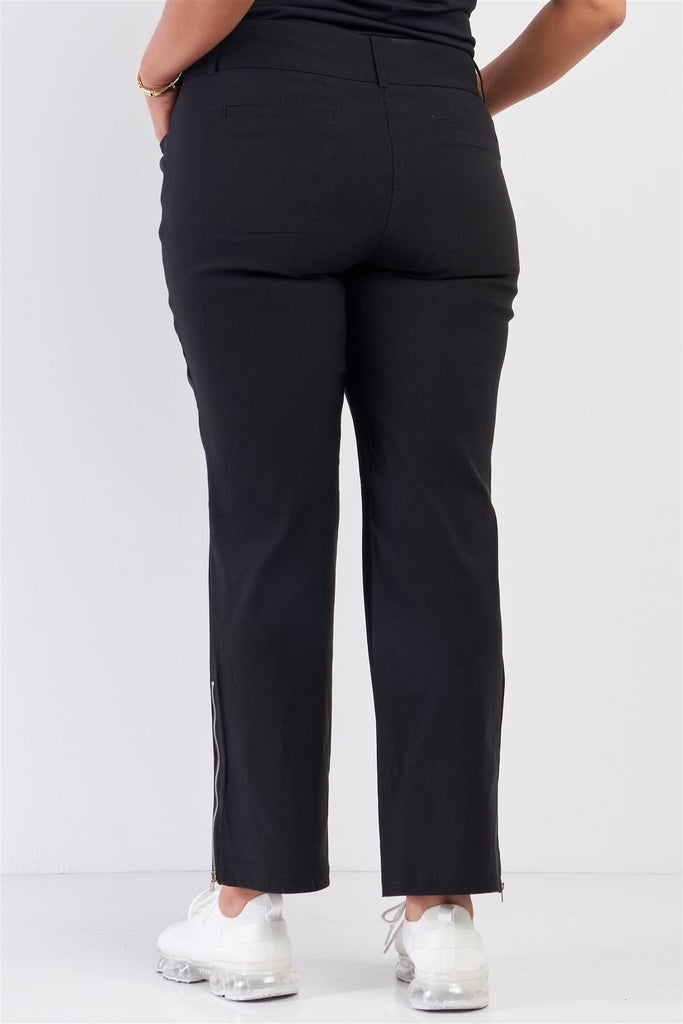 Plus Mid-rise Two Side Leg Zipper Pants - Deals Kiosk