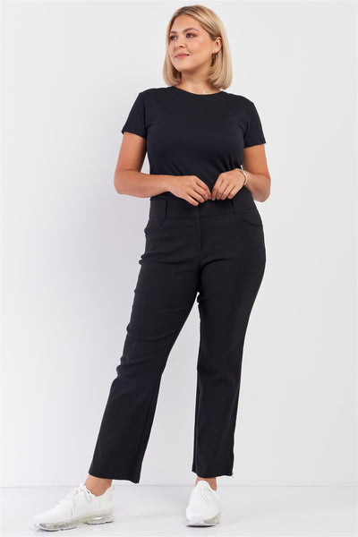 Plus Mid-rise Two Side Leg Zipper Pants - Deals Kiosk