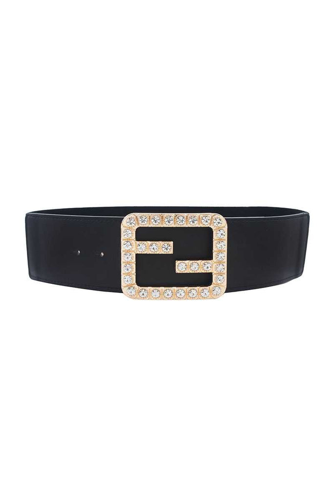 2fb Rhinestone Buckle Elastic Belt - Deals Kiosk