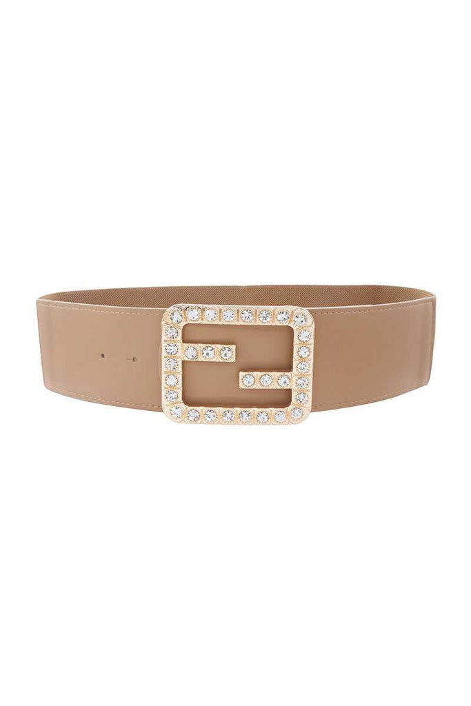 2fb Rhinestone Buckle Elastic Belt - Deals Kiosk