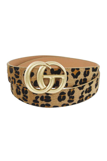 Gd Buckle Leopard Hair Belt - Deals Kiosk