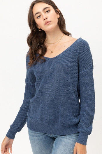 Twisted Back Light Weight Metallic Sweater - Deals Kiosk