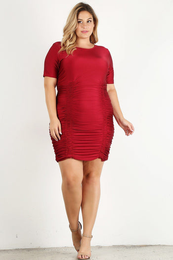 Plus Size Solid Bodycon Mini Dress - Deals Kiosk