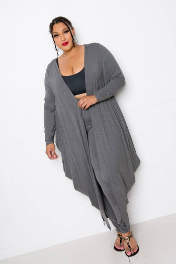 Bubbled Hem Waterfall Cardigan - Deals Kiosk