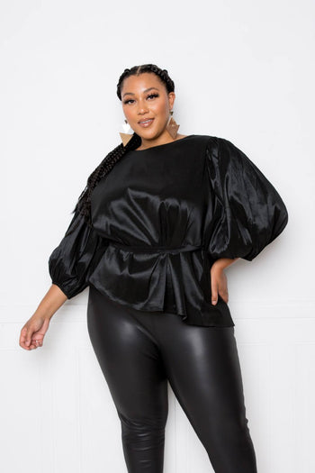 Voluminous Top With Waist Tie - Deals Kiosk