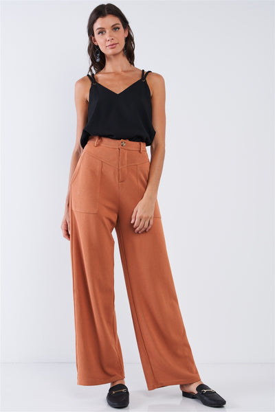 High Waisted Stretchy High Quality Casual Pant Relaxed Fit Camel Pant - Deals Kiosk