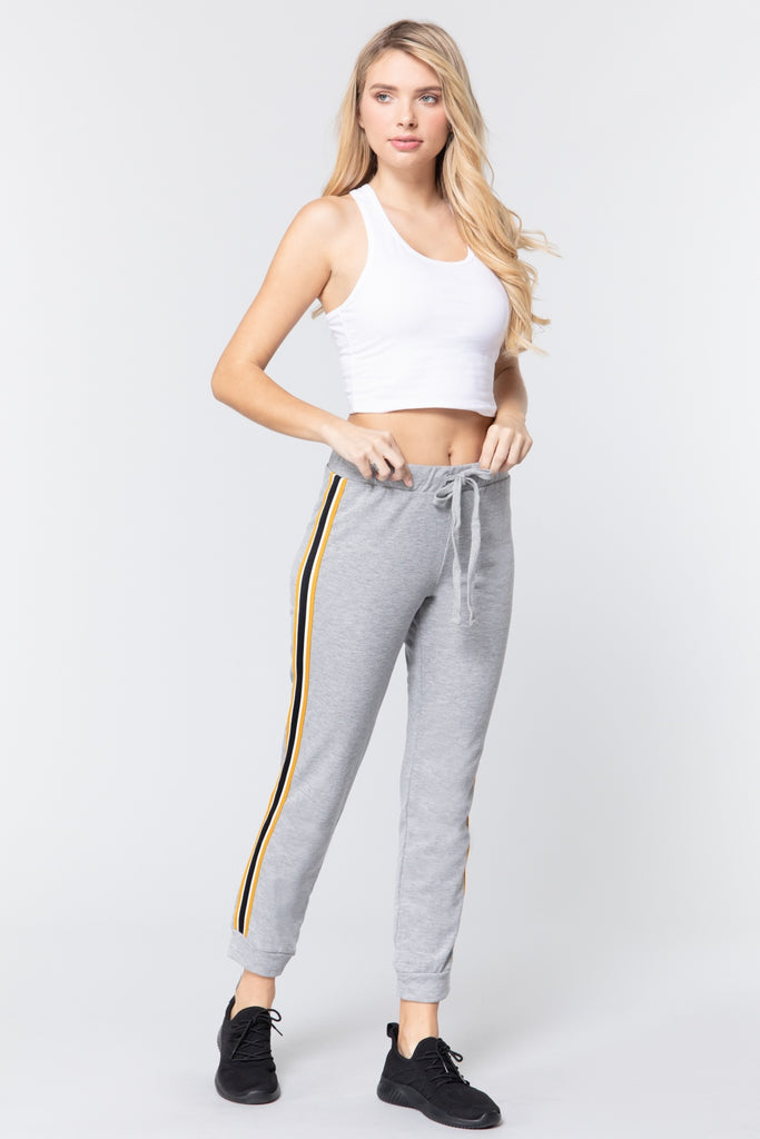 Side Stripe Tape French Terry Pants - Deals Kiosk