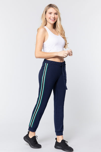 Side Stripe Tape French Terry Pants - Deals Kiosk