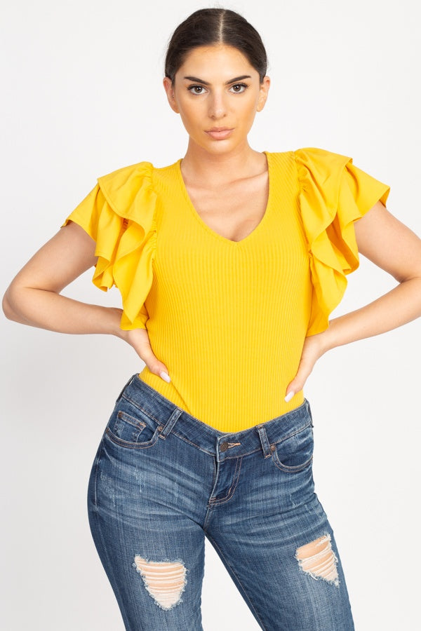 Ruffle Tiered Ribbed Top - Deals Kiosk