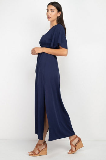 Side Slit Smocked Waist Maxi Dress - Deals Kiosk
