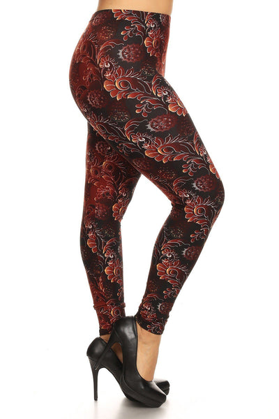 Plus Size Abstract Print, Full Length Leggings In A Slim Fitting Style With A Banded High Waist. - Deals Kiosk
