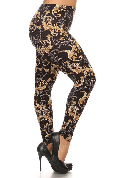 Plus Size Paisley Print, Full Length Leggings In A Slim Fitting Style With A Banded High Waist - Deals Kiosk