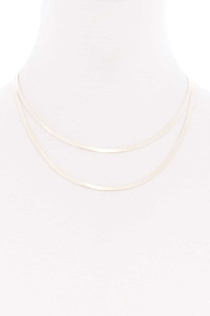 Sodajo 2 Layered Herringbone Metal Chain Necklace - Deals Kiosk
