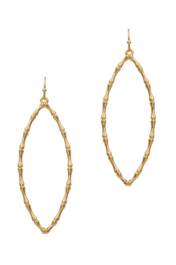 Bamboo Metal Leaf Hook Earring - Deals Kiosk