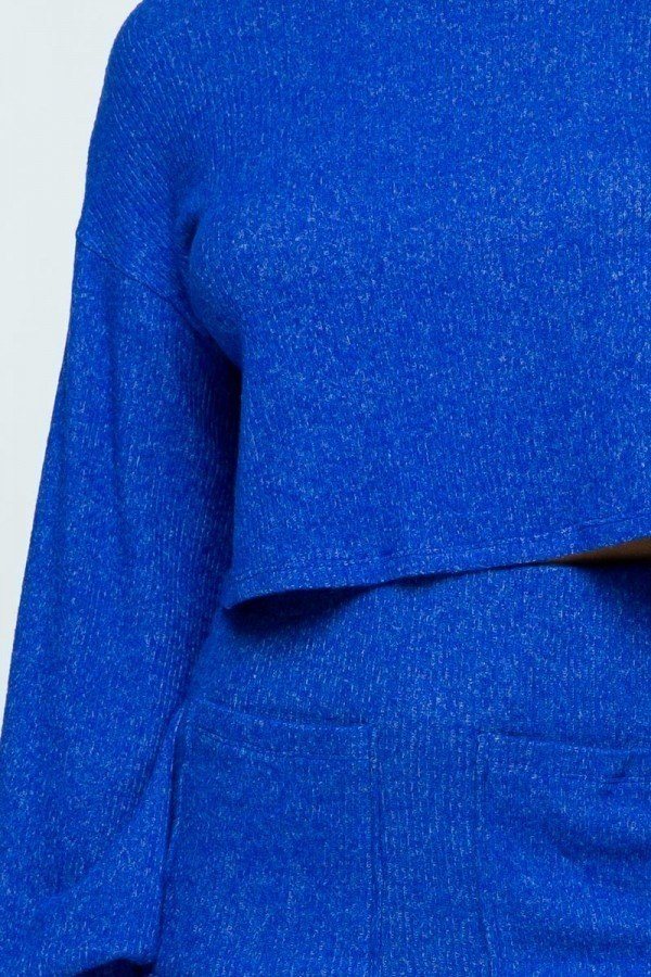 Brushed Knit Mock Neck Drop Shoulder Top With Front Pocket Mini Skirt Set - Deals Kiosk