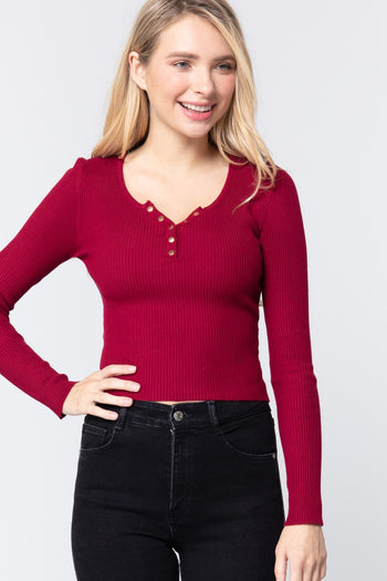 Snap Button Detail Sweater Top - Deals Kiosk