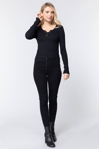 Snap Button Detail Sweater Top - Deals Kiosk