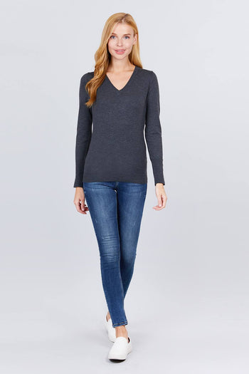 V-neck Sweater W/rivet Button - Deals Kiosk