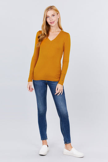 V-neck Sweater W/rivet Button - Deals Kiosk