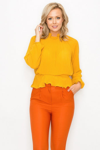Ruffle Pleats Peplum Top - Deals Kiosk