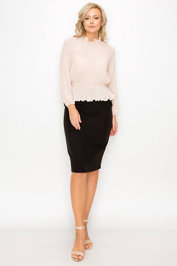 Ruffle Pleats Peplum Top - Deals Kiosk