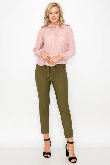 Smocked Trim Pleated Top - Deals Kiosk