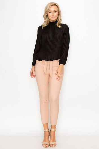 Smocked Trim Pleated Top - Deals Kiosk