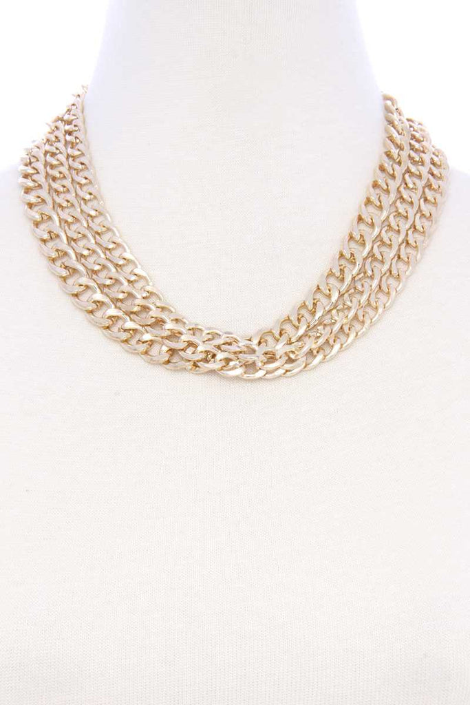 Chunky 3 Layer Cuban Chain Link Metal Necklace - Deals Kiosk