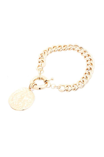 Metal Round Charm Link Chain Bracelet - Deals Kiosk