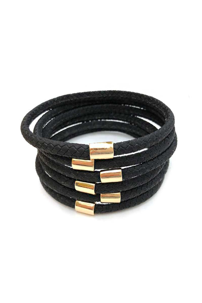 Multi Faux Leather Bangle Bracelet - Deals Kiosk