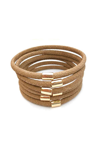 Multi Faux Leather Bangle Bracelet - Deals Kiosk