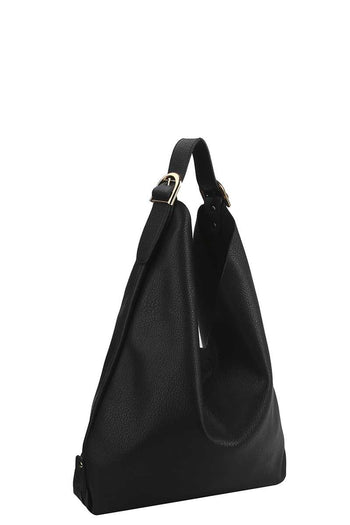Smooth Textured Buckle Hobo Bag - Deals Kiosk
