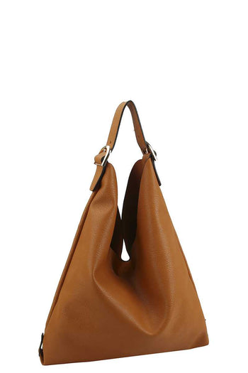 Smooth Textured Buckle Hobo Bag - Deals Kiosk
