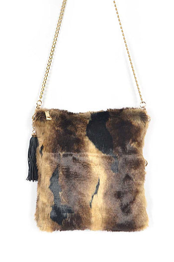 Tiger Print Fur Foldable Clutch - Deals Kiosk