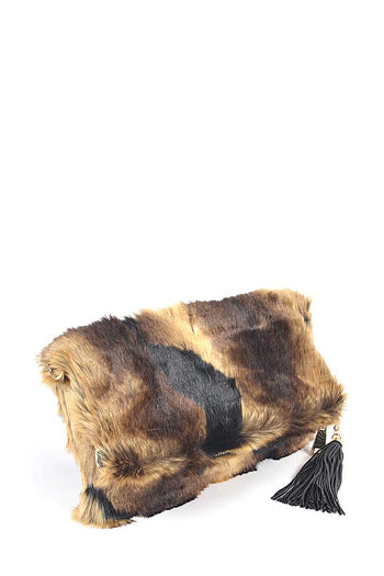 Tiger Print Fur Foldable Clutch - Deals Kiosk