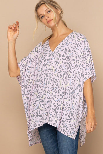 Leopard And Letter Printed Knit Top - Deals Kiosk