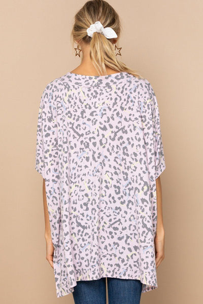 Leopard And Letter Printed Knit Top - Deals Kiosk