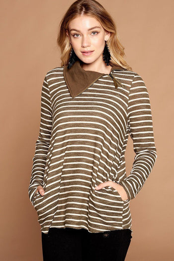 Striped Loose-fit Knit Sweater - Deals Kiosk