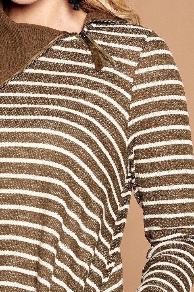 Striped Loose-fit Knit Sweater - Deals Kiosk