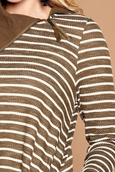 Striped Loose-fit Knit Sweater - Deals Kiosk