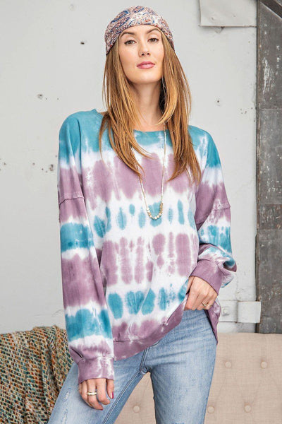 Ombre Dye Terry Knit Banded Bottom Pullover - Deals Kiosk