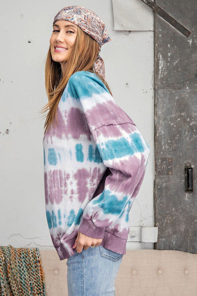 Ombre Dye Terry Knit Banded Bottom Pullover - Deals Kiosk