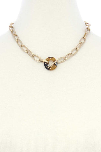 Acetate Ring Oval Link Toggle Clasp Necklace - Deals Kiosk