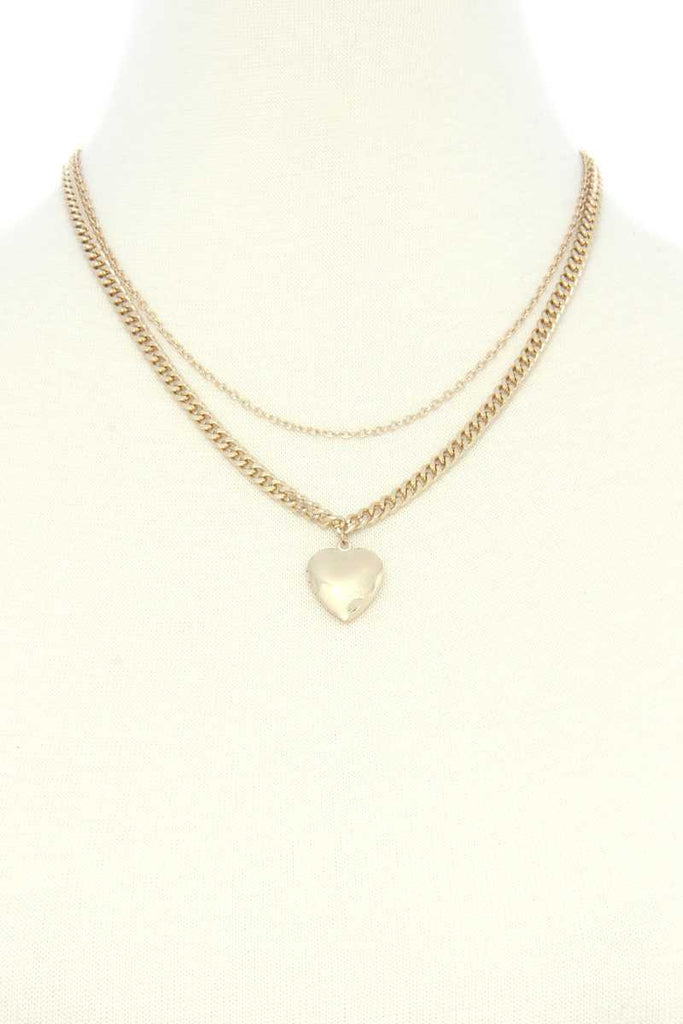 Heart Locket Charm Metal Layer Necklace - Deals Kiosk