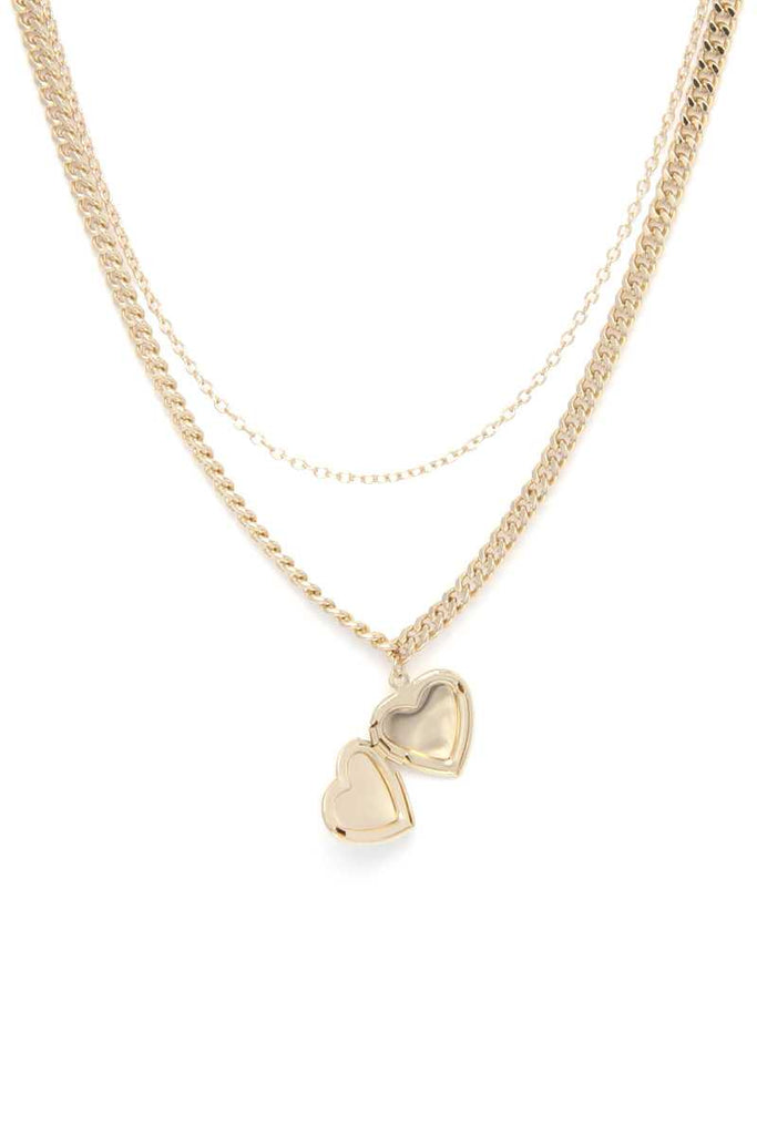 Heart Locket Charm Metal Layer Necklace - Deals Kiosk