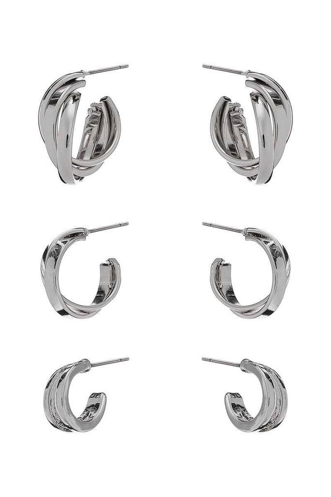 Basic Metal Mini Hoop 3 Pair Earring Set - Deals Kiosk