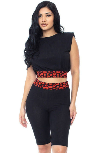 Shoulder Pad And Leopard Detailed Biker Shorts - Deals Kiosk
