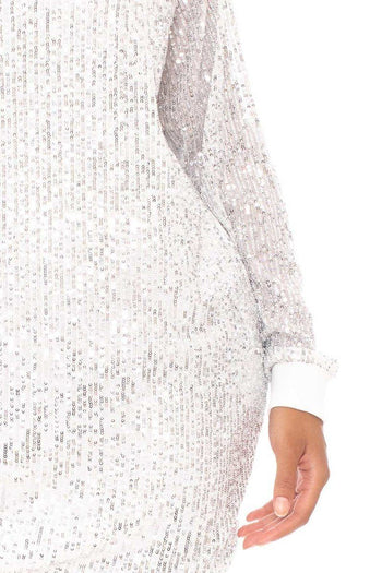 Sequin Wide Neck Boxy Mini Dress - Deals Kiosk
