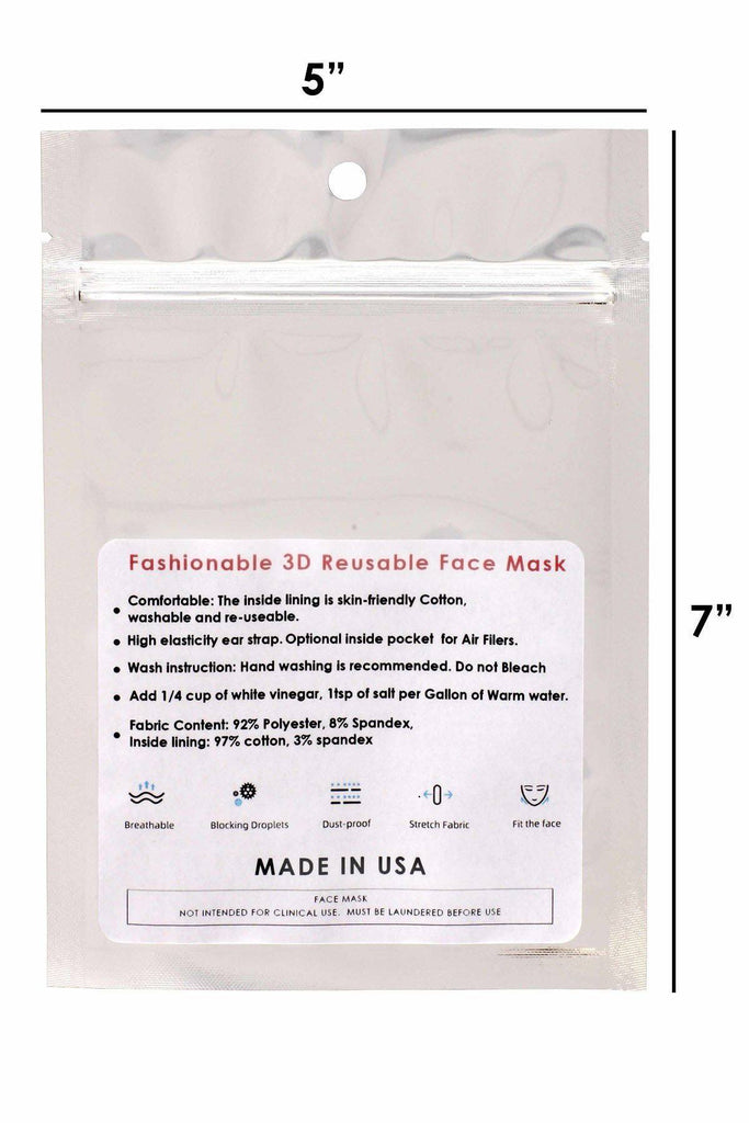 Made In Usa Fashionable 3d Reusable Face Mask - Deals Kiosk
